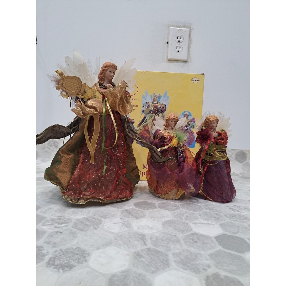 VTG Christmas Elegance Musical Fiber Optic CHOIR OF ANGELS 3 Singing Figures